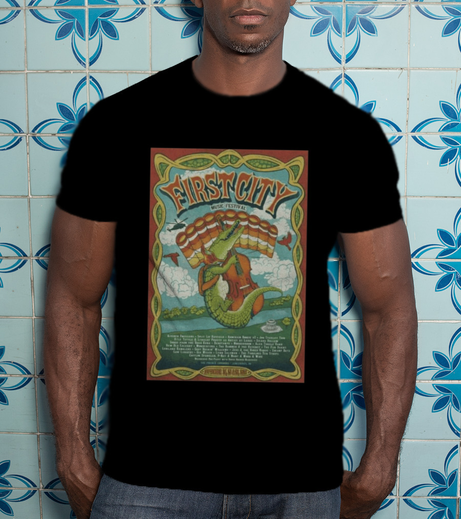 September 24th 26th 2026 First City Music Festival Vincennes IN Crocodile Playing Banjo T-Shirt