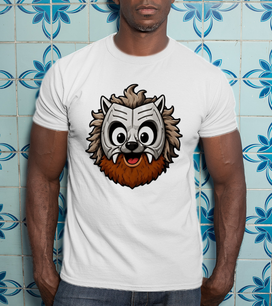 Werewolf Mask Cartoon With Adorable Big Eyes And Fangs T-Shirt