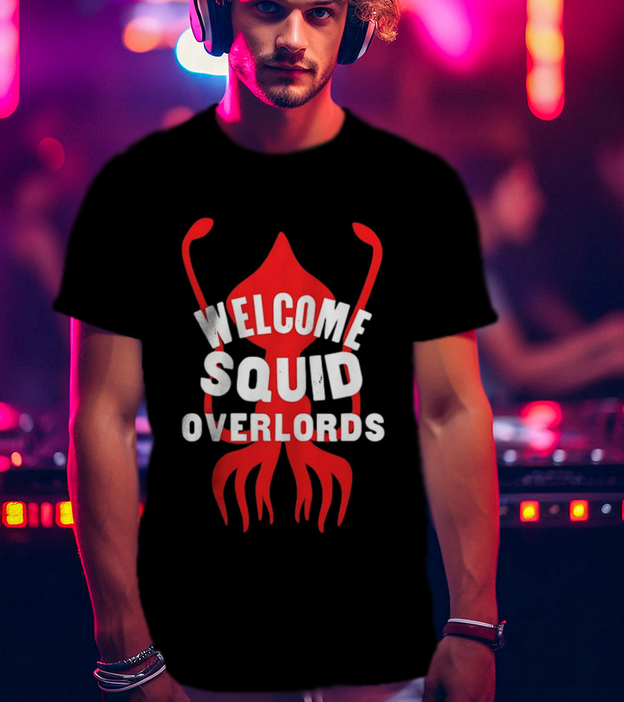 Welcome Squid Overlords Red Kraken Marine Life Ocean Biology T-Shirt