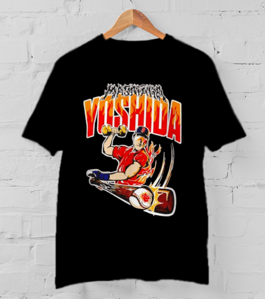 Masataka Yoshida Boston Red Sox MLB Flame Baseball T-Shirt