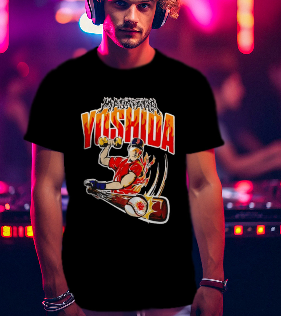 Masataka Yoshida Boston Red Sox MLB Flame Baseball T-Shirt