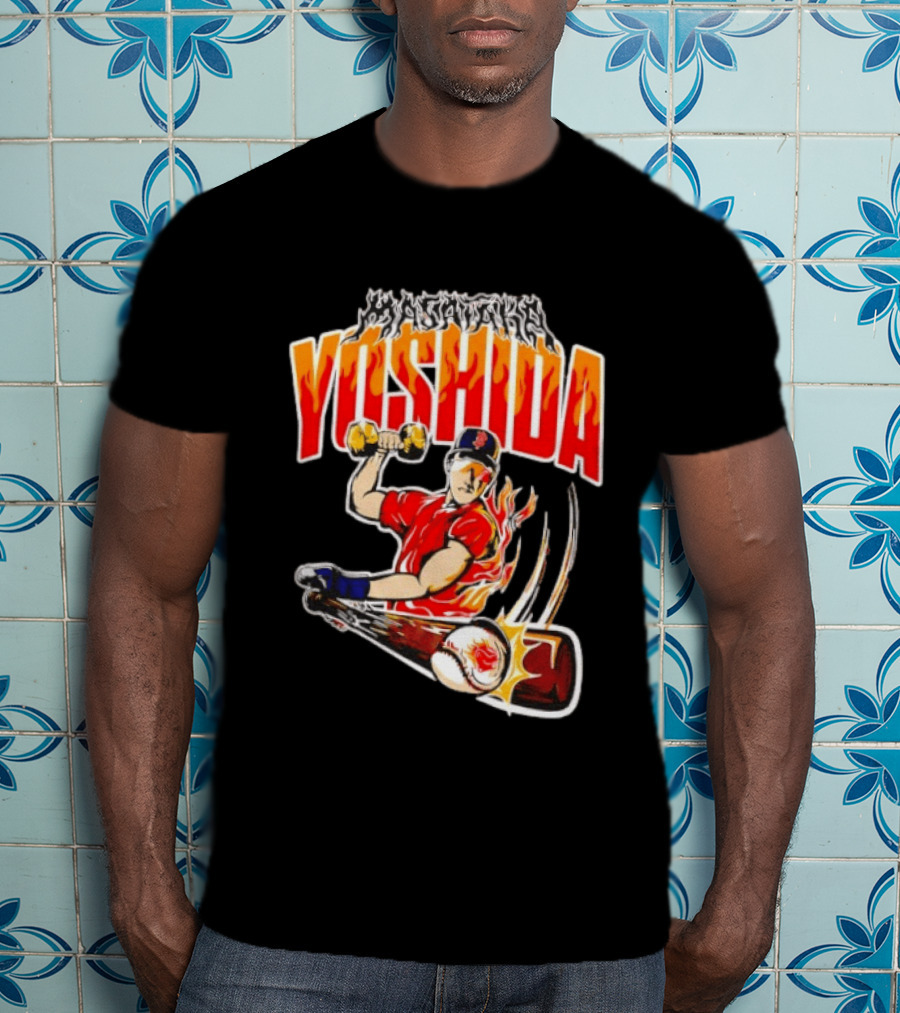 Masataka Yoshida Boston Red Sox MLB Flame Baseball T-Shirt