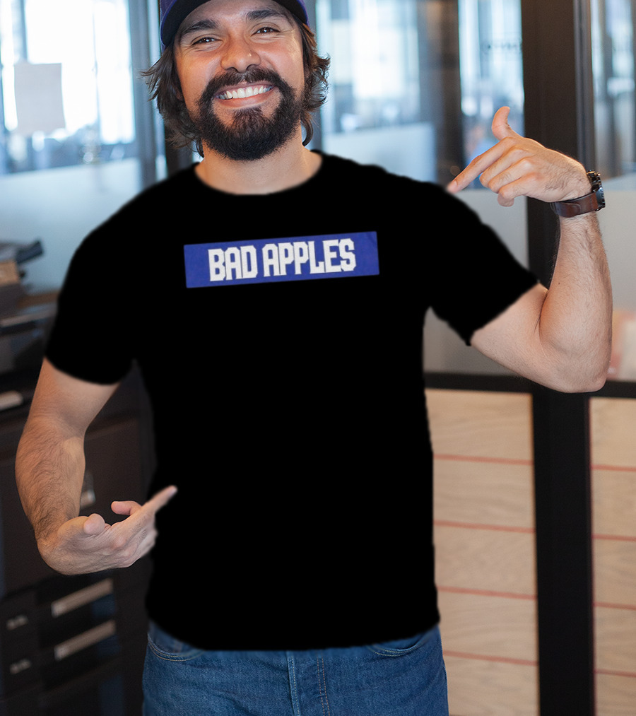 Bad Apples Bold Text White On Blue T-Shirt