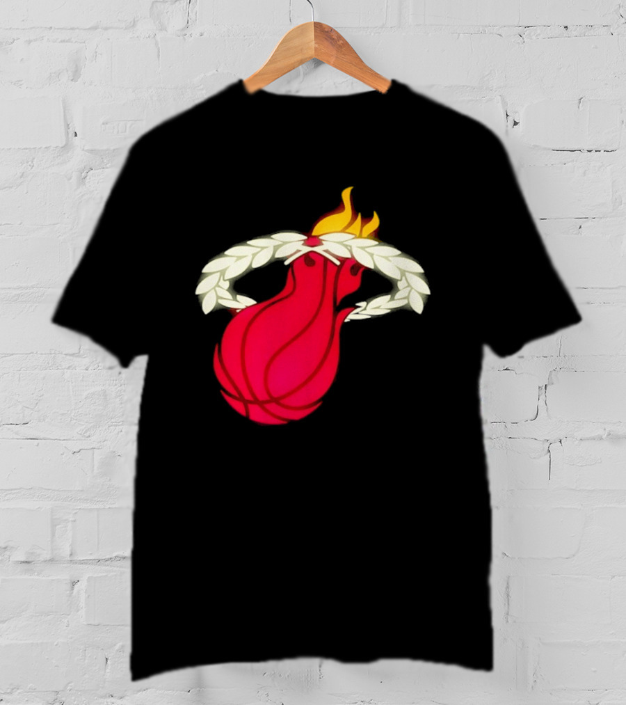 Miami Heat Flaming Basketball Wreath NBA T-Shirt
