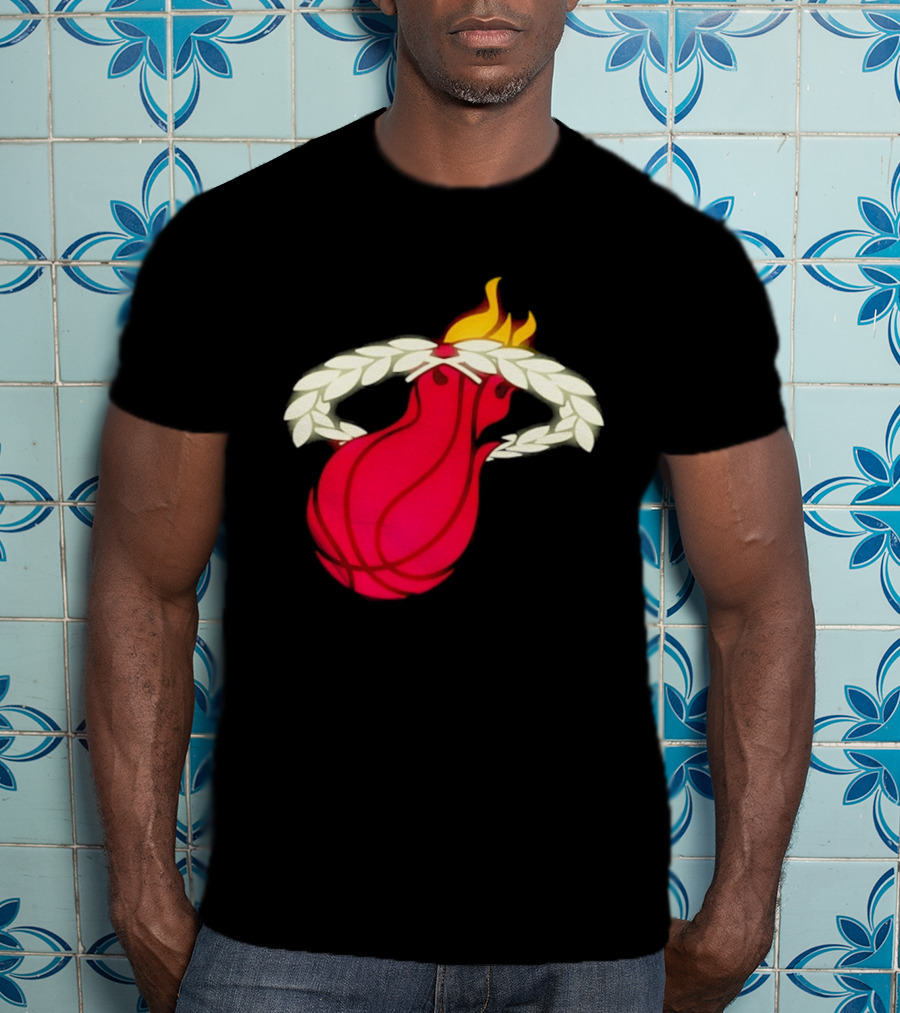 Miami Heat Flaming Basketball Wreath NBA T-Shirt
