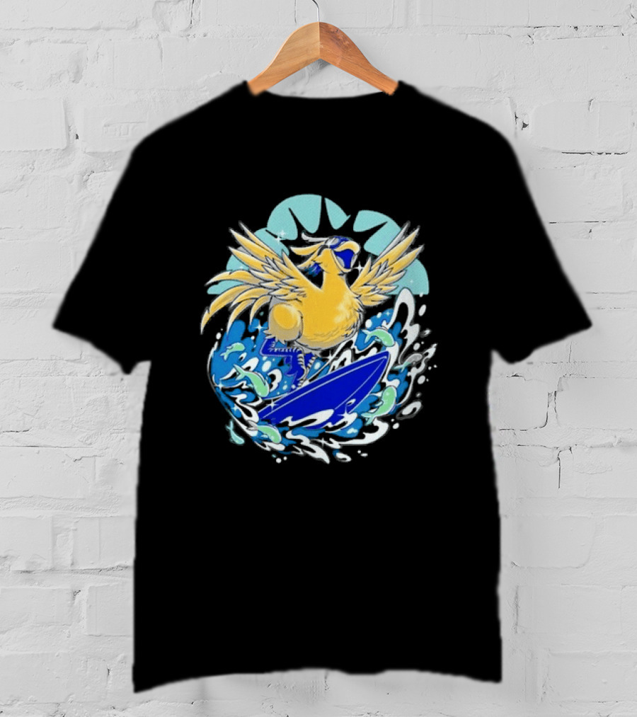 Pop Culture Wizard Surfing Yellow Bird T-Shirt