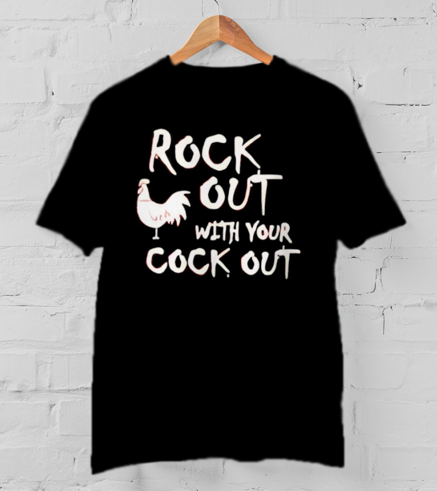 Rooster Rock Out With Your Cock Out Vintage Humor T-Shirt