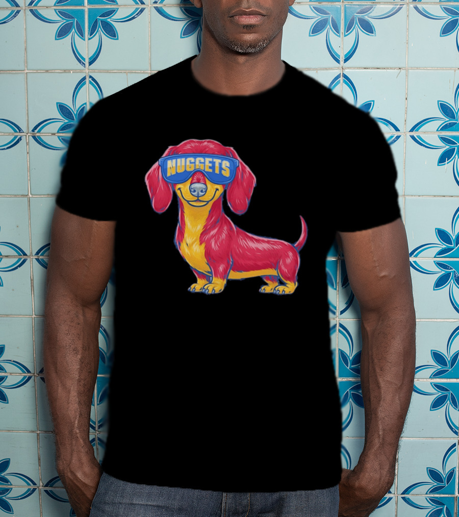 Denver Nuggets Dachshund Dog Wearing Oversized Glasses T-Shirt