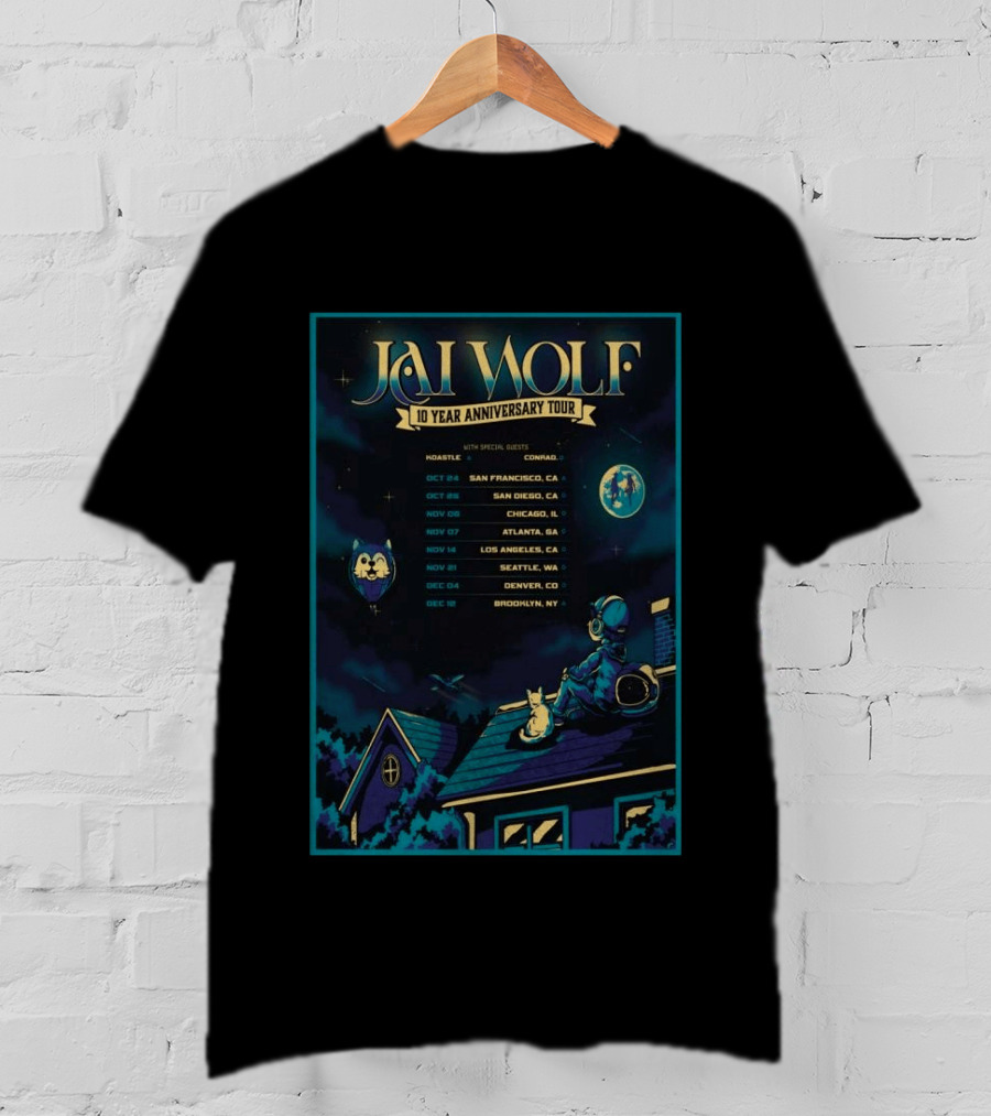 Jai Wolf 10 Year Anniversary Tour 2023 Dates San Francisco San Diego Chicago Atlanta Los Angeles Seattle Denver Brooklyn T-Shirt