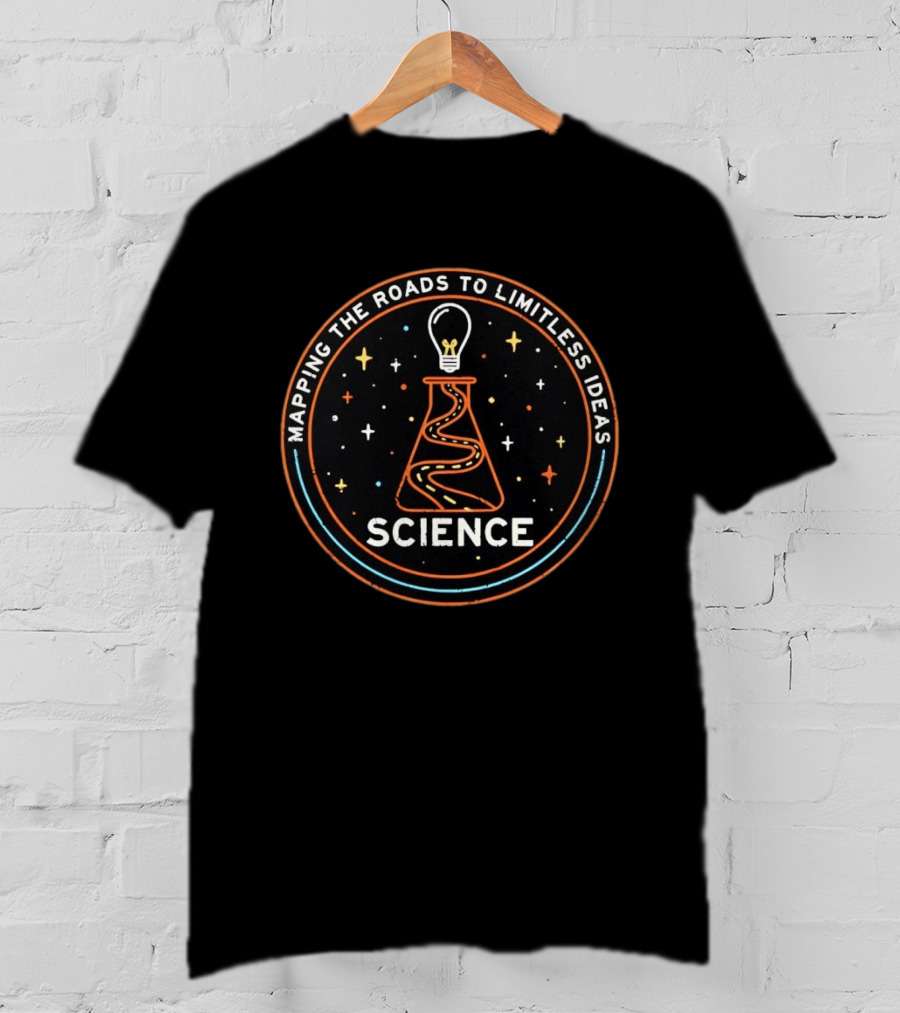 Mapping The Roads To Limitless Ideas Science Flask Lightbulb T-Shirt