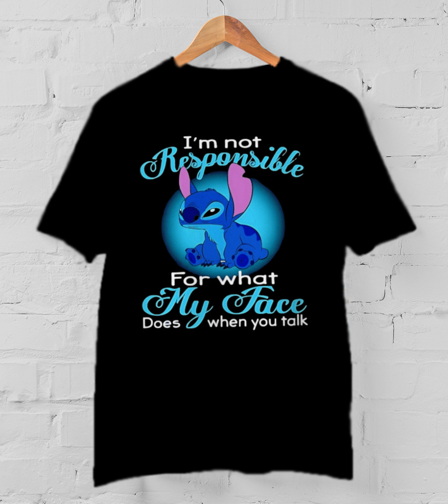 I'm Not Responsible For What My Face Does When You Talk Stitch Blue T-Shirt