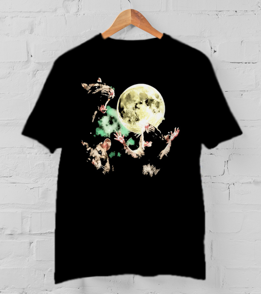 Three Rats Howling At The Full Moon Rodent T-Shirt