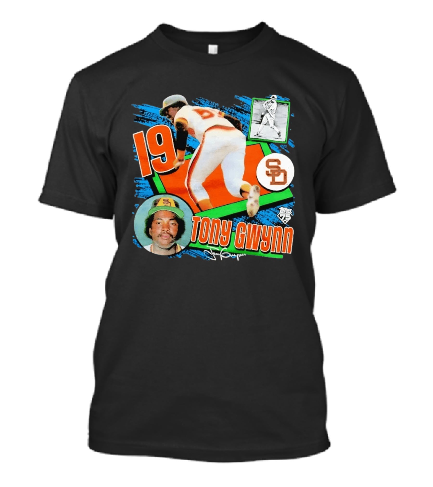 Tony Gwynn 19 San Diego Padres Topps 75th Anniversary Baseball Card T-Shirt