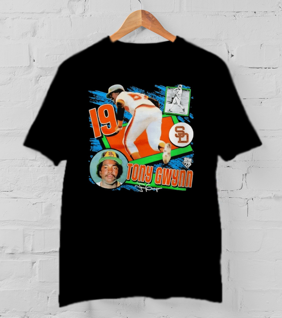 Tony Gwynn 19 San Diego Padres Topps 75th Anniversary Baseball Card T-Shirt
