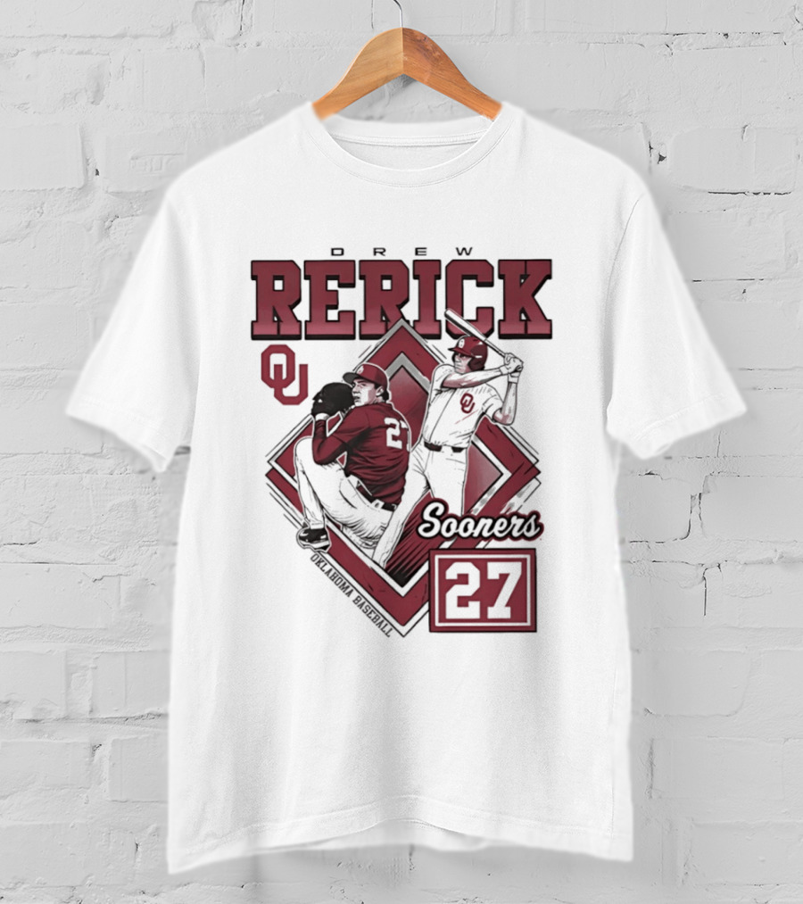 Oklahoma Sooners Drew Rerick Baseball 27 OU T-Shirt