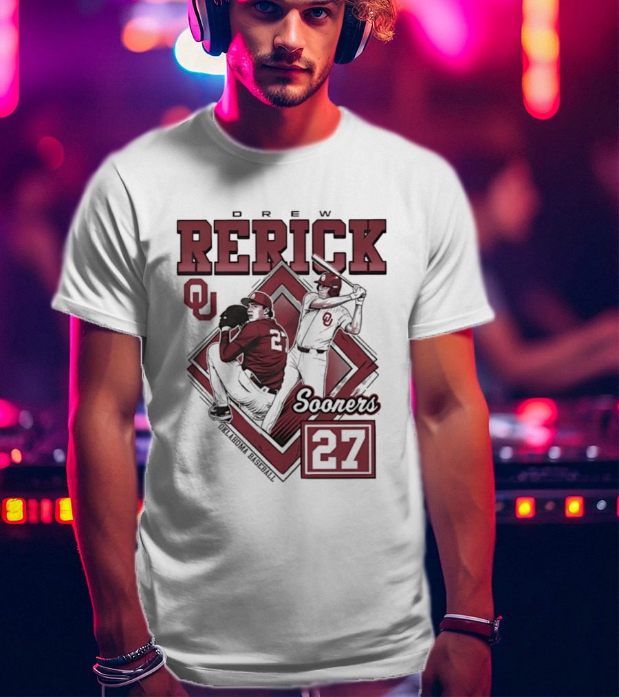 Oklahoma Sooners Drew Rerick Baseball 27 OU T-Shirt