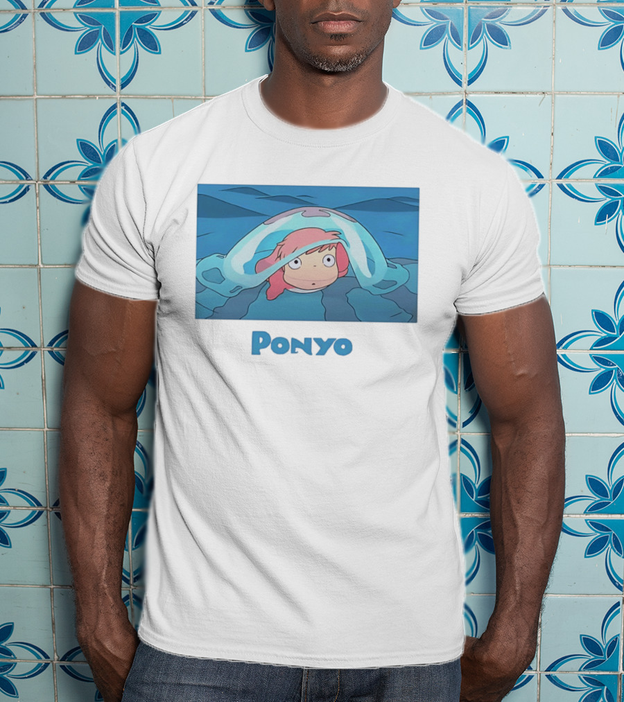 Ponyo Peeking Out Of Ocean Wave Bubble Scene T-Shirt