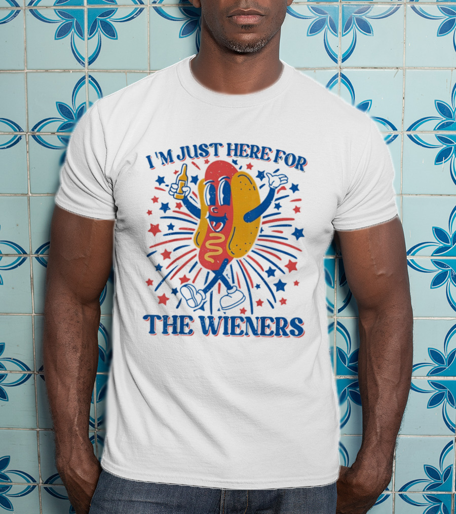 I'm Just Here For The Wieners Hot Dog Fourth Of July Patriotic Party T-Shirt