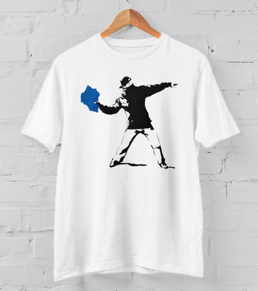 Blue Strip Paint Thrower Algae Political Team Concept T-Shirt