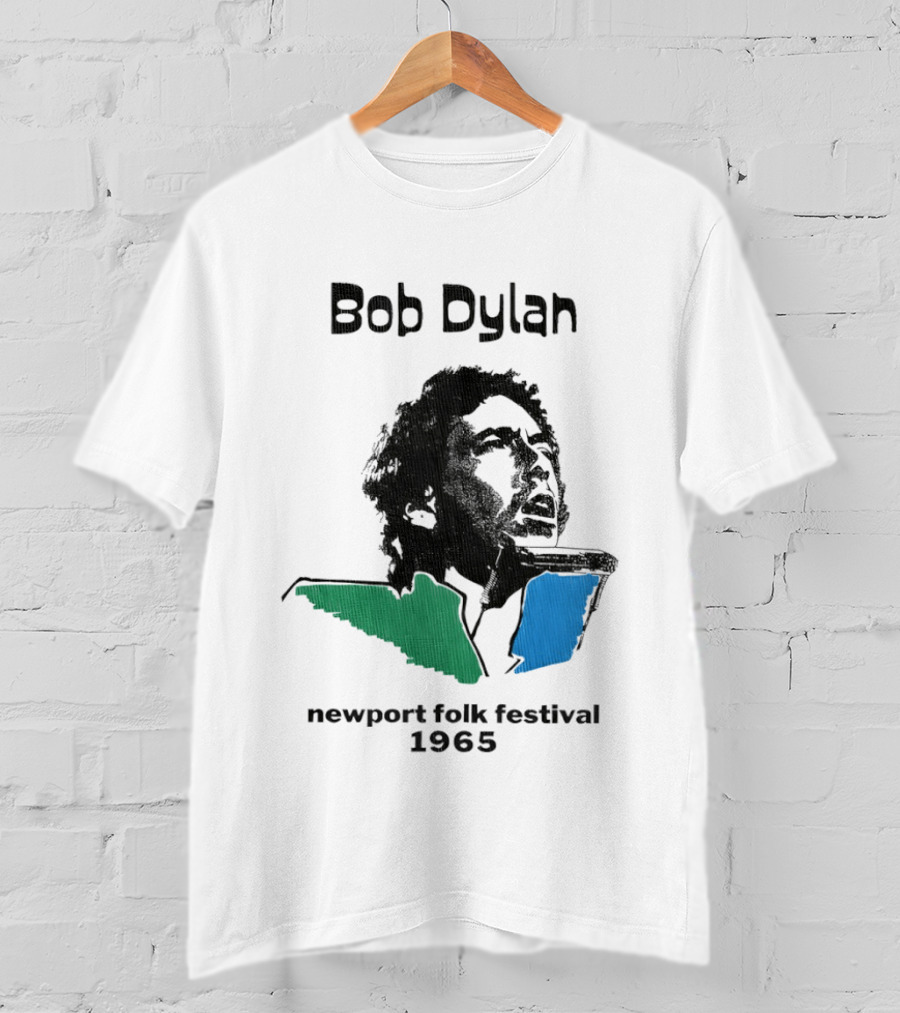 Bob Dylan Newport Folk Festival 1965 Iconic Black Green Blue T-Shirt