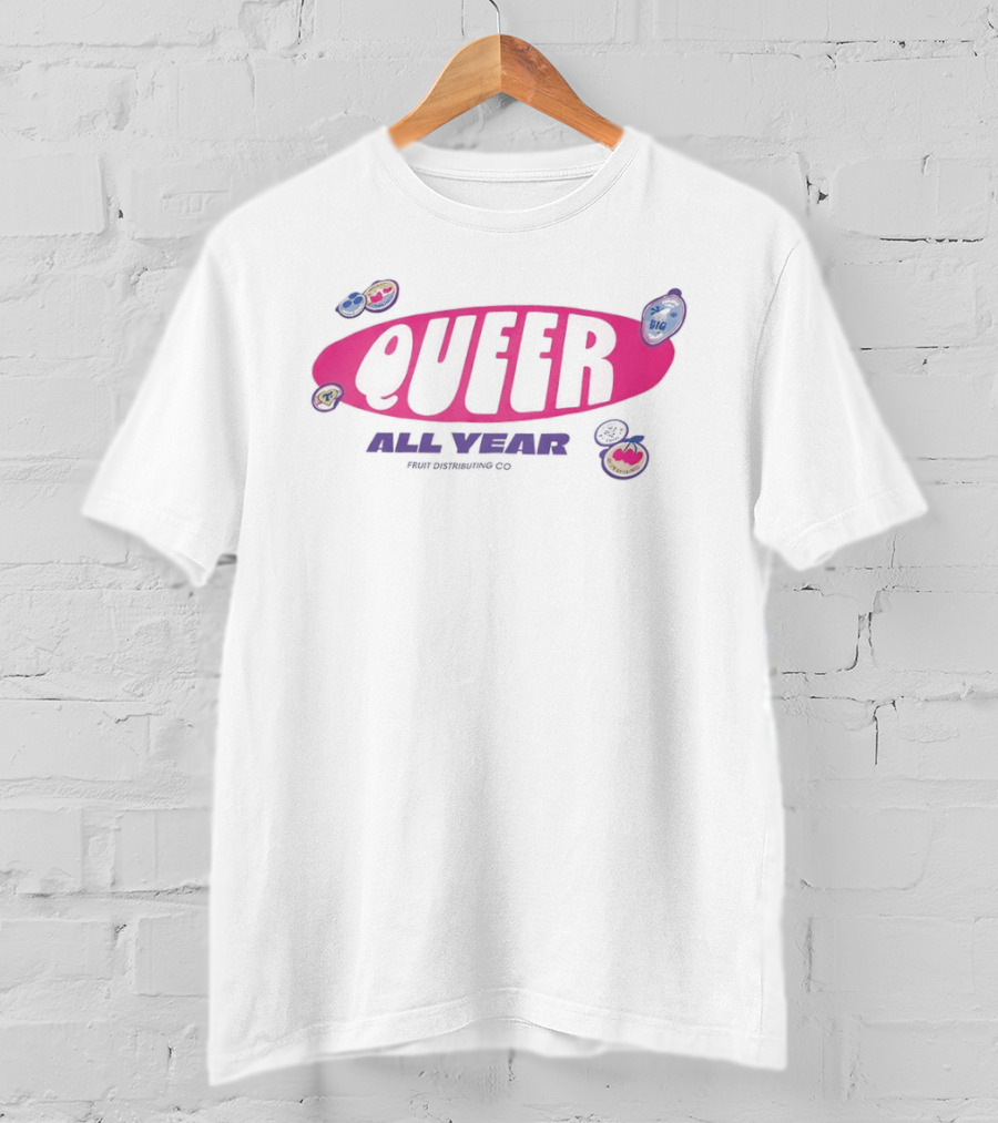 Queer All Year Fruit Distributing Co LGBTQ Pride Patches T-Shirt