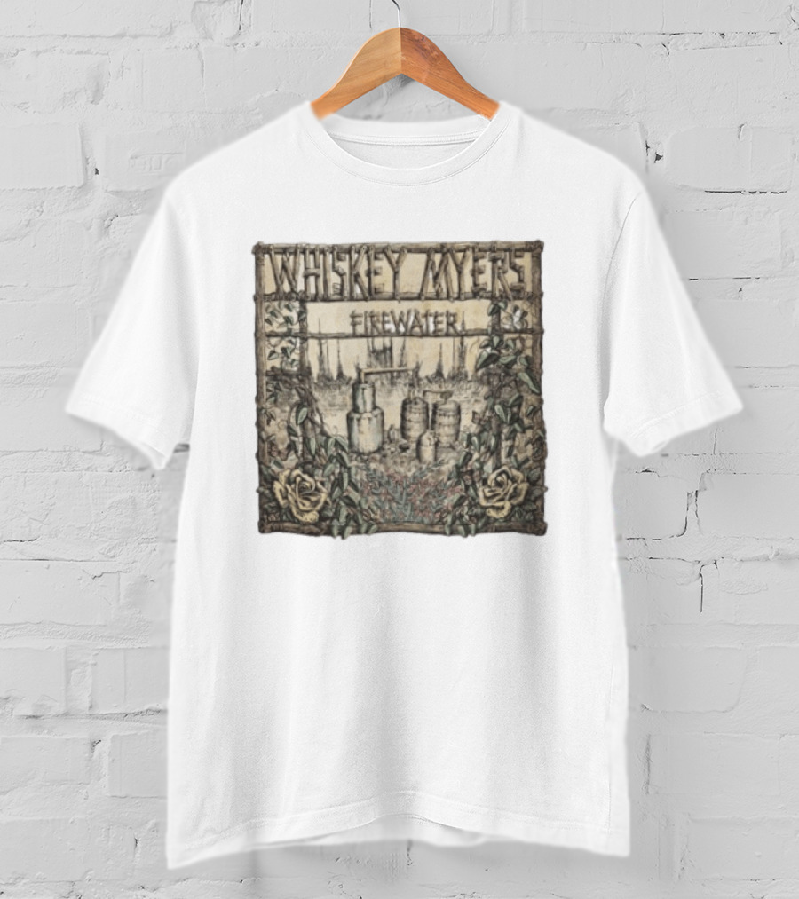 Whiskey Myers Firewater Distillery Artwork With Roses And Vines T-Shirt