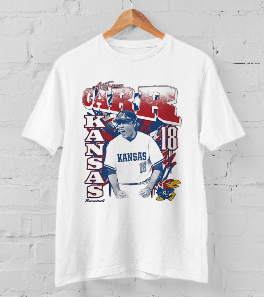 Kansas Jayhawks Kanon Carr 18 Baseball KU Team Fan Gear T-Shirt