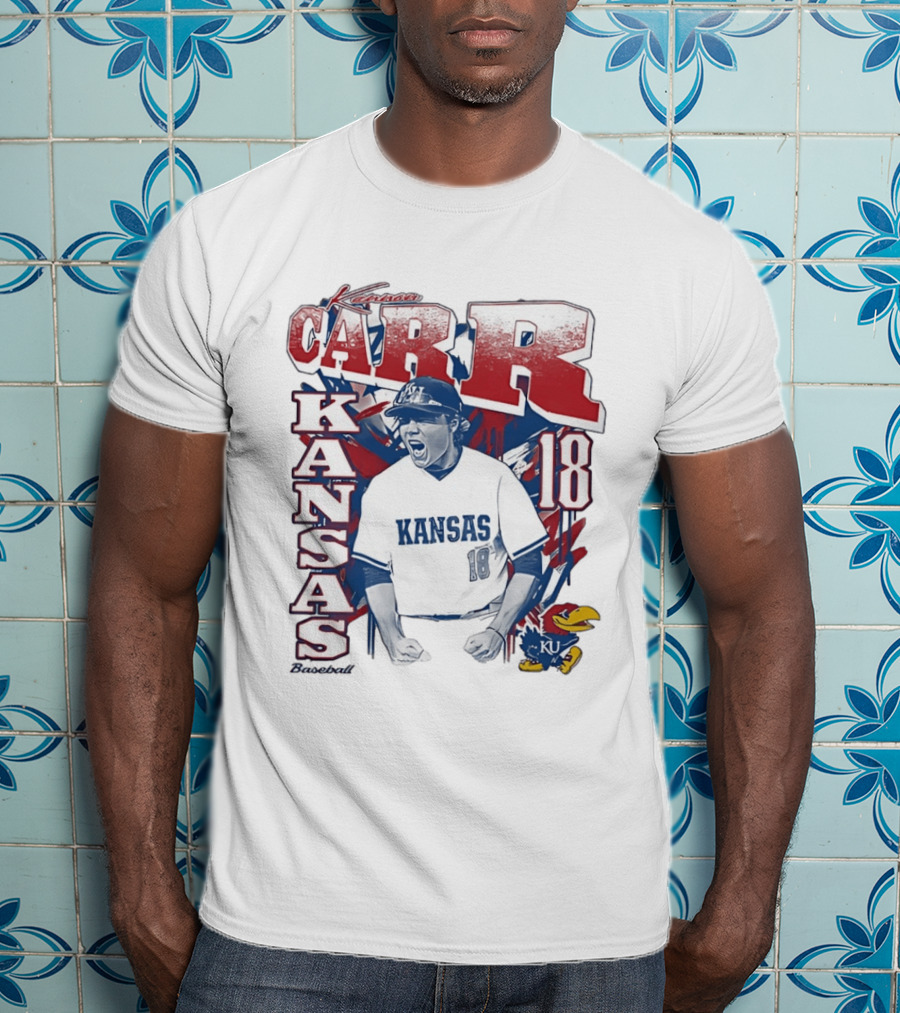 Kansas Jayhawks Kanon Carr 18 Baseball KU Team Fan Gear T-Shirt