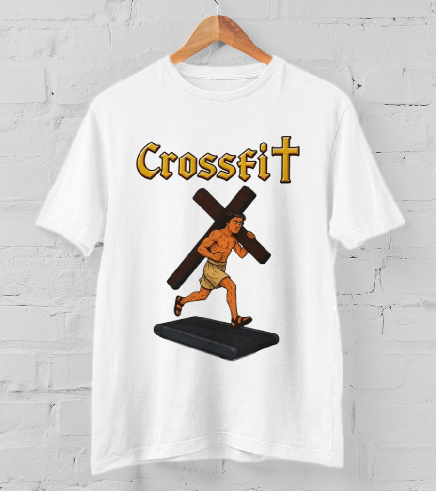 CrossFit Jesus Treadmill Religious Workout T-Shirt
