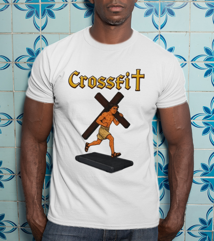CrossFit Jesus Treadmill Religious Workout T-Shirt