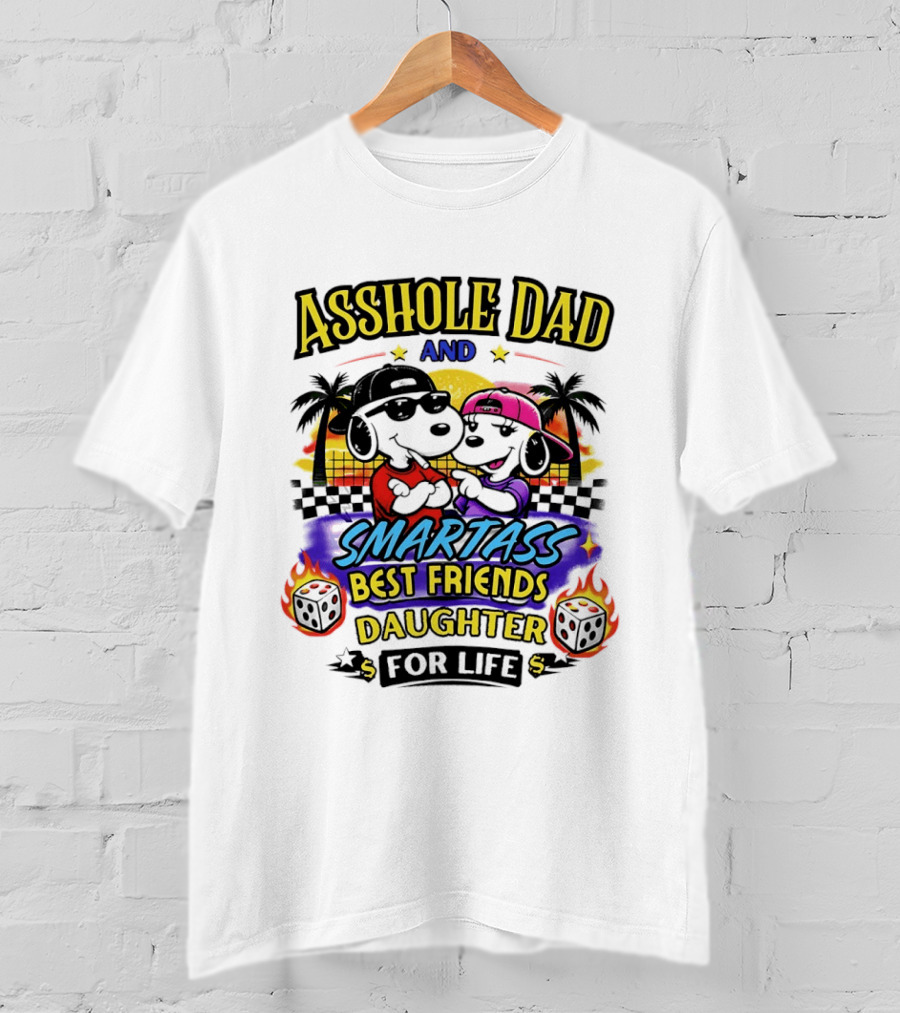 Asshole Dad And Smartass Best Friends Daughter For Life Vintage Sunset T-Shirt