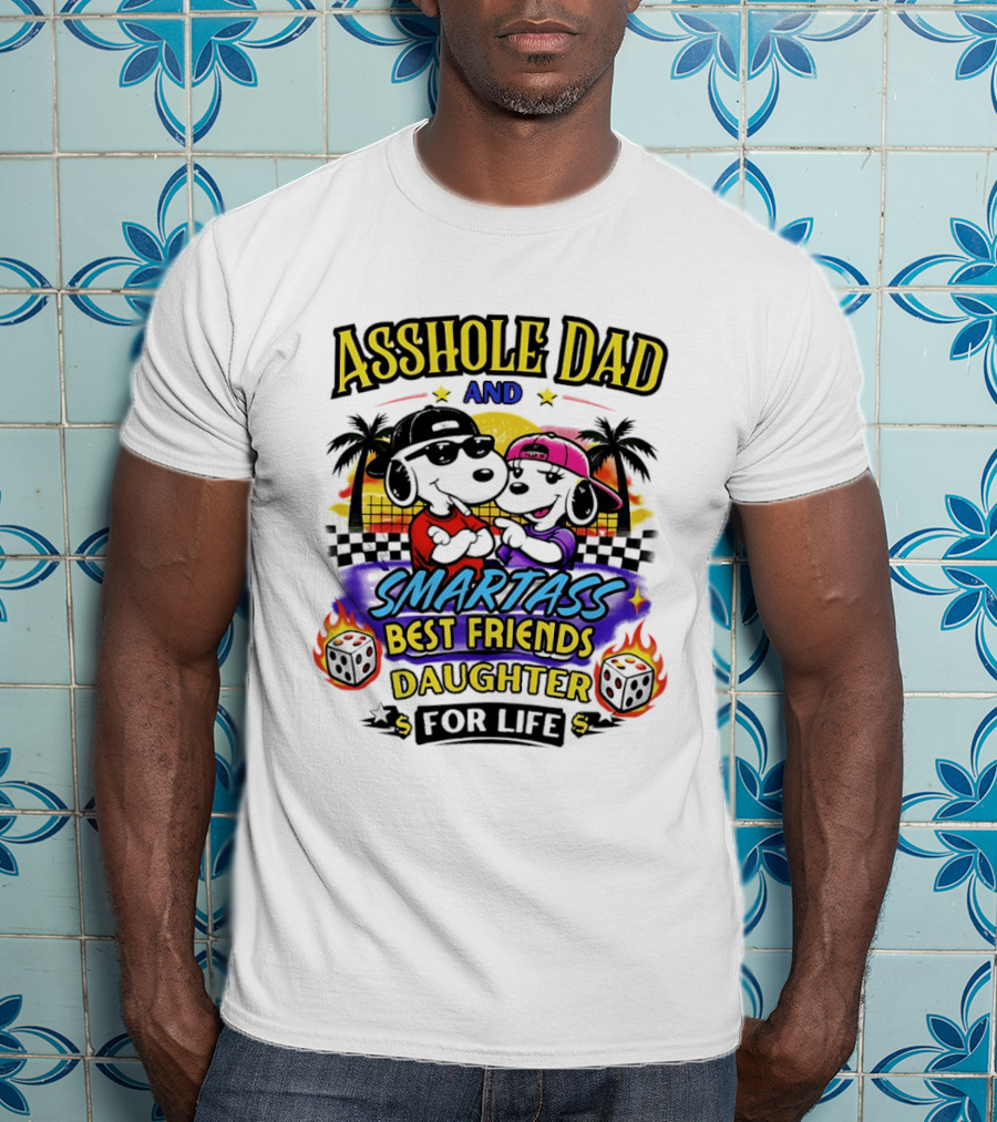 Asshole Dad And Smartass Best Friends Daughter For Life Vintage Sunset T-Shirt