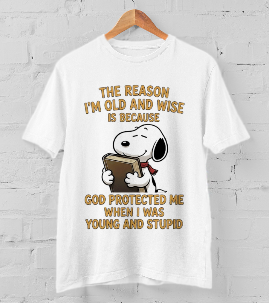 Snoopy Clutching The Bible God Protected Me When I Was Young And Stupid T-Shirt