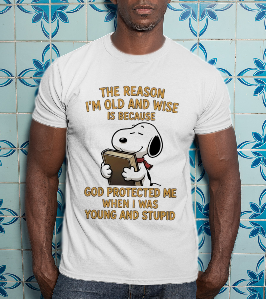 Snoopy Clutching The Bible God Protected Me When I Was Young And Stupid T-Shirt
