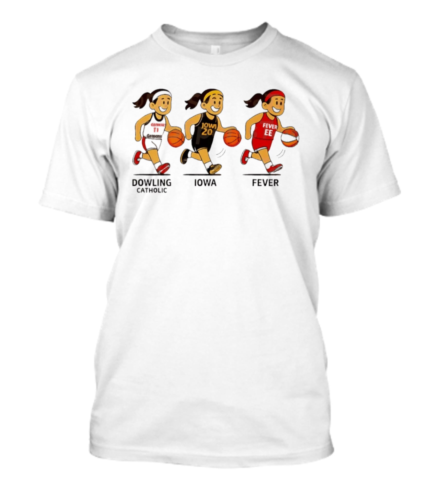 Dowling Catholic Iowa Fever Basketball Players Running With Basketballs T-Shirt