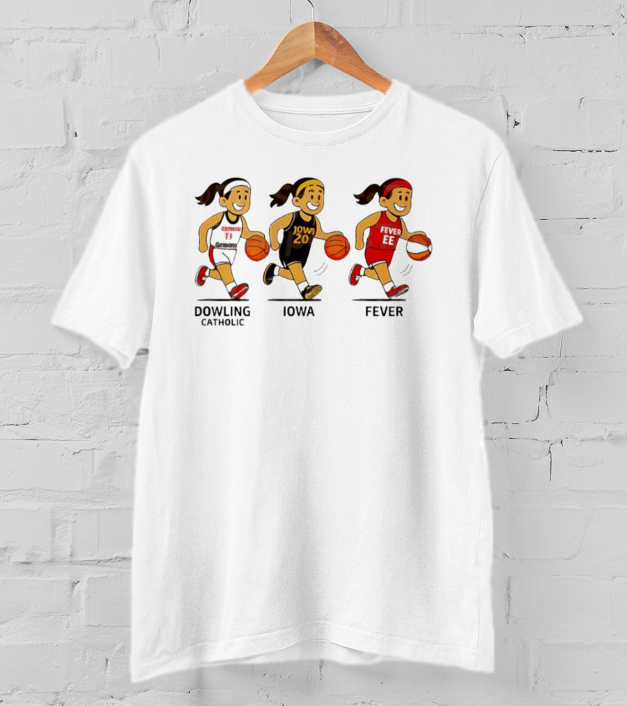 Dowling Catholic Iowa Fever Basketball Players Running With Basketballs T-Shirt