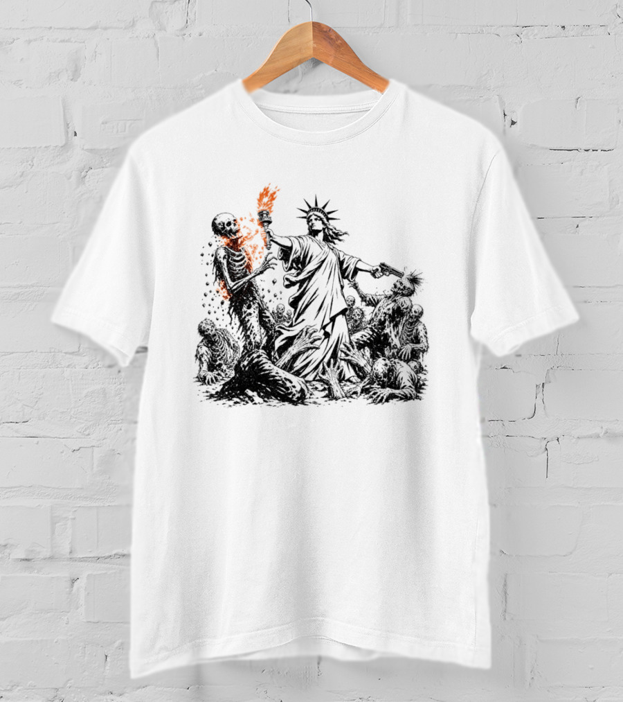 Liberty Or Death Zombie Apocalypse Undead Statue Of Liberty Torch T-Shirt