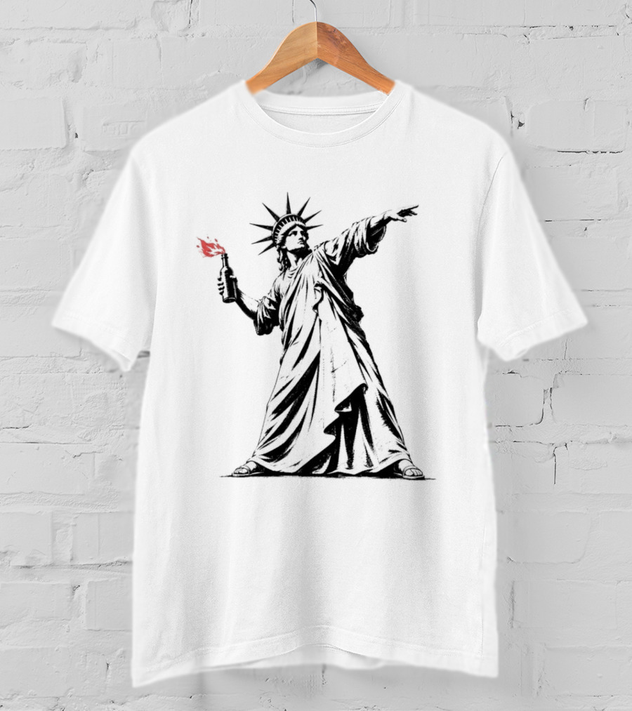 Liberty Unleashed Statue Of Liberty Molotov Cocktail Flame T-Shirt