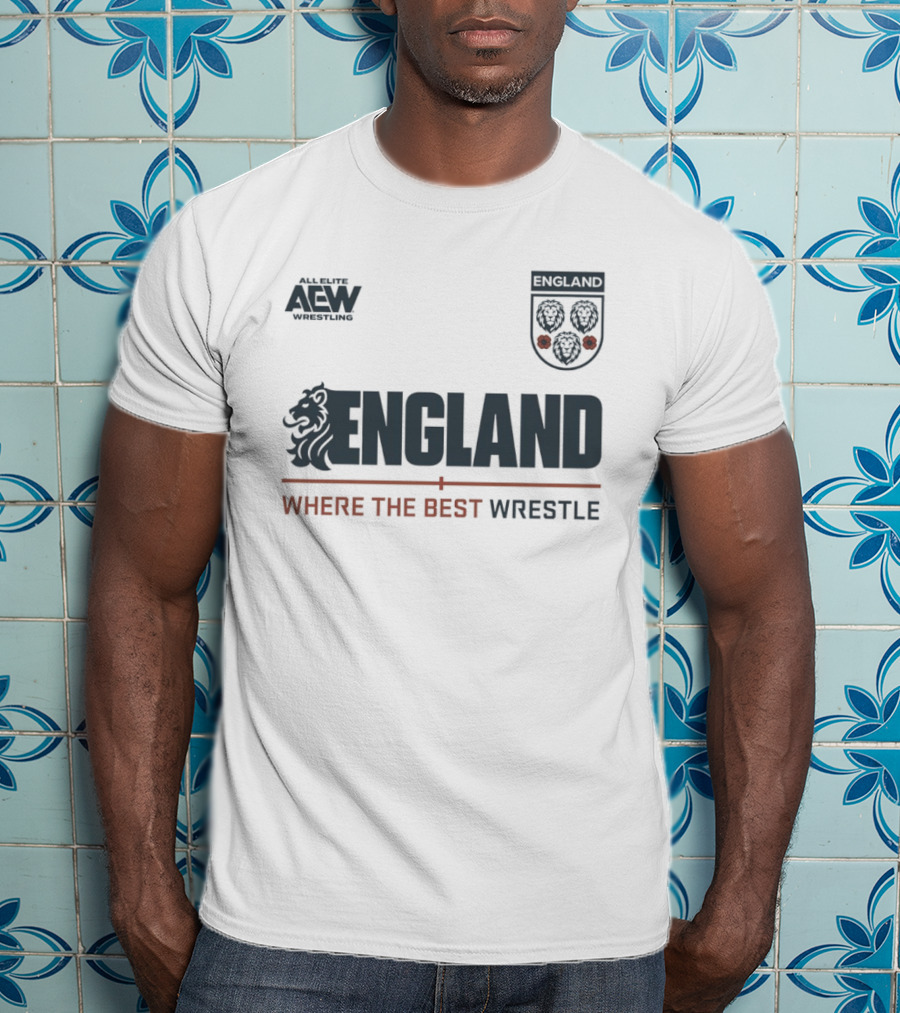 All Elite AEW Wrestling England Where The Best Wrestle Lion Crest T-Shirt