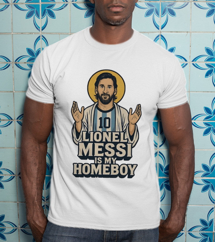 Lionel Messi Is My Homeboy Number 10 Iconic Raised Arms T-Shirt