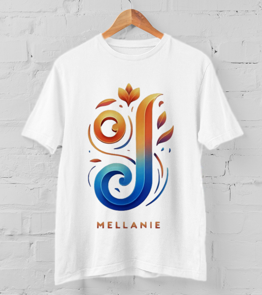 Mellanie Decorative Letter J Floral Gradient T-Shirt