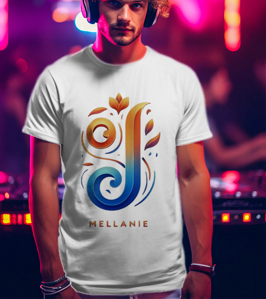 Mellanie Decorative Letter J Floral Gradient T-Shirt