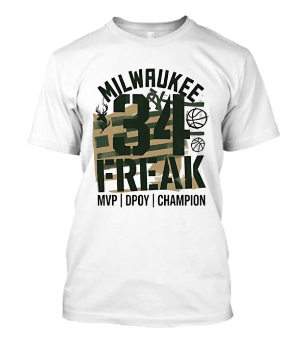 Milwaukee 34 Freak MVP DPOY Champion Giannis Antetokounmpo Basketball T-Shirt