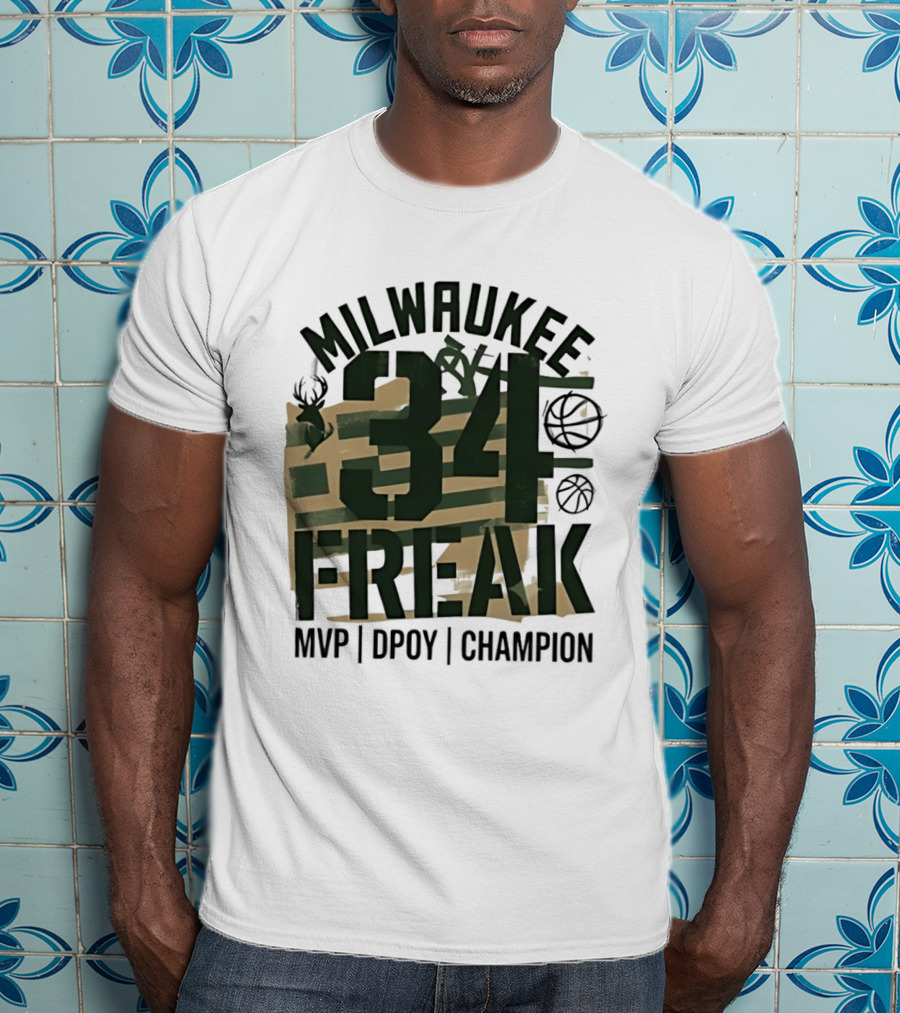 Milwaukee 34 Freak MVP DPOY Champion Giannis Antetokounmpo Basketball T-Shirt