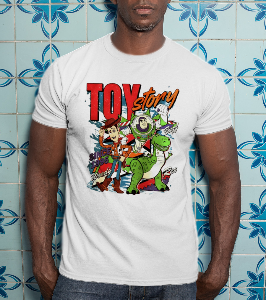 Toy Story Woody Buzz Rex Since 1995 Animated Adventure T-Shirt
