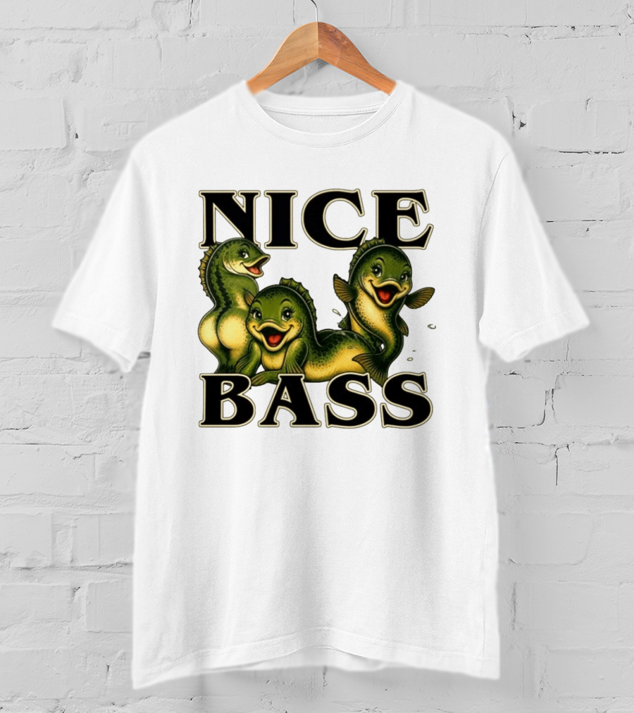 Nice Bass Fishing Pun Angler Humor Trio Fish T-Shirt