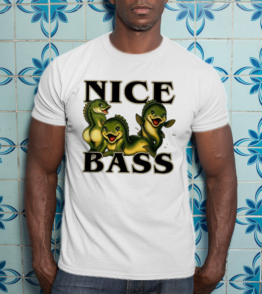 Nice Bass Fishing Pun Angler Humor Trio Fish T-Shirt