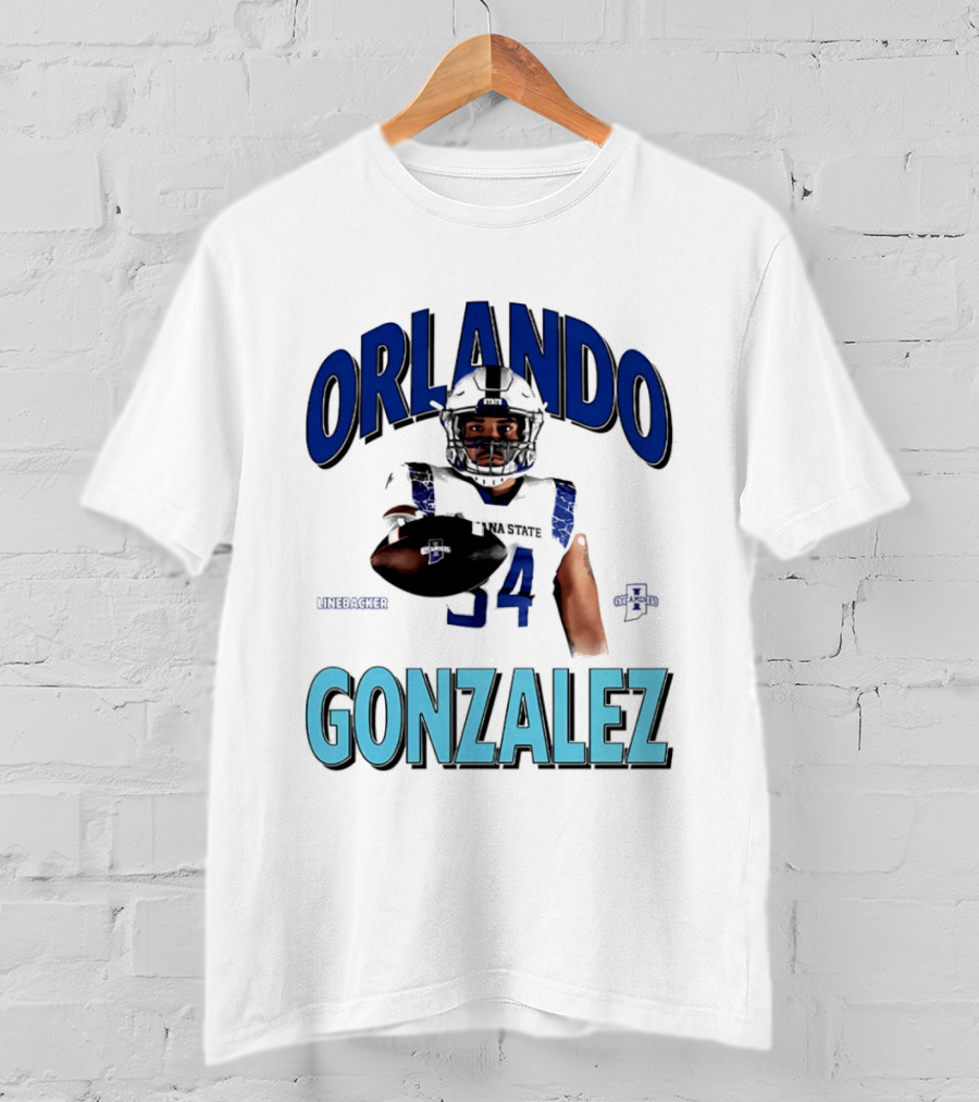 Orlando Gonzalez Indiana State Sycamores Linebacker Football Player 34 T-Shirt