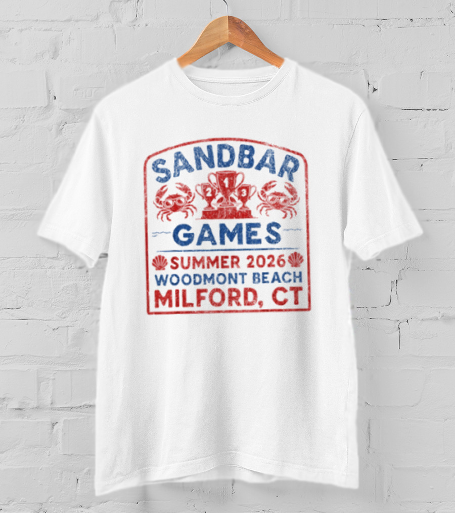 Sandbar Games Summer 2026 Woodmont Beach Milford CT Crabs And Trophy T-Shirt