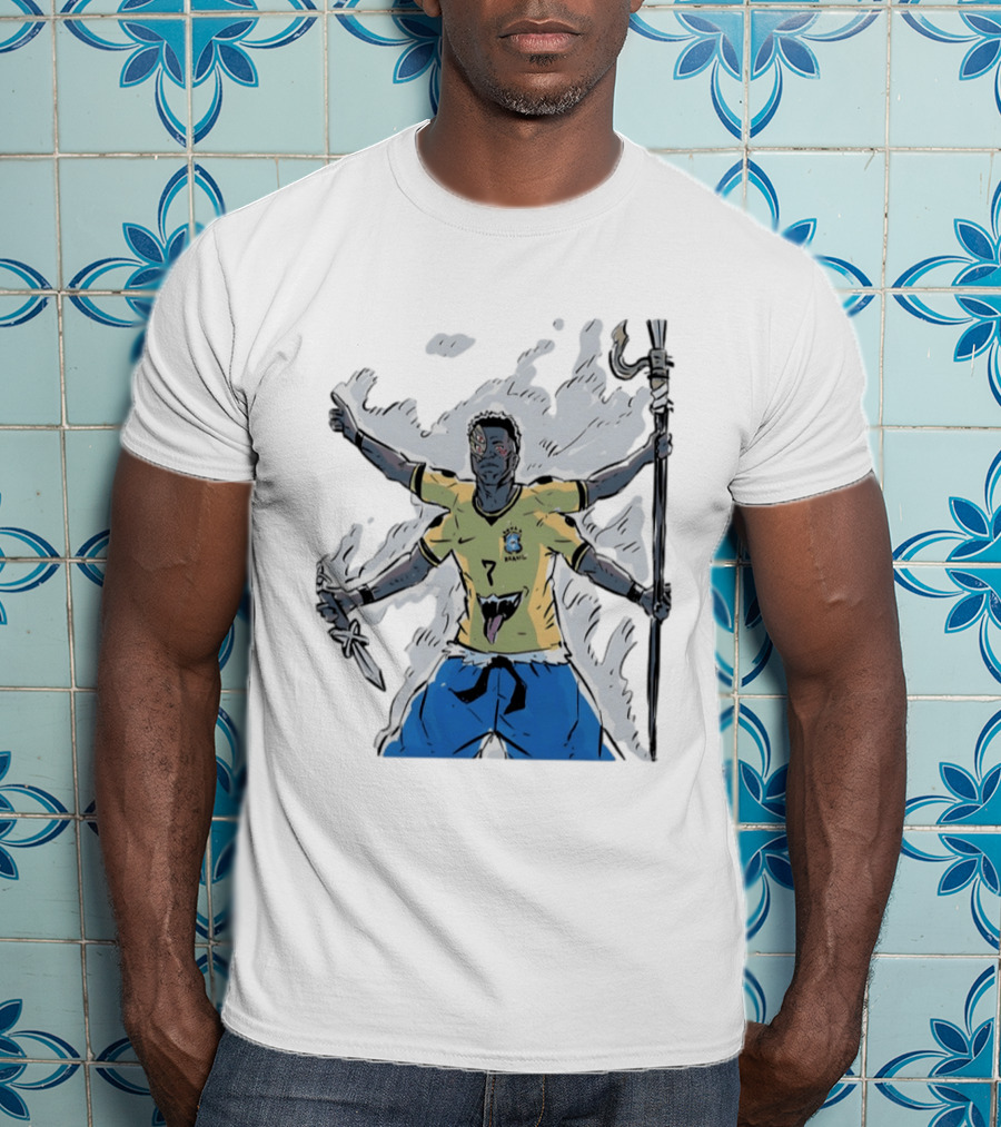 Vini Jr. Brazil Ryomen Sukuna Crossover Anime Character Fusion T-Shirt